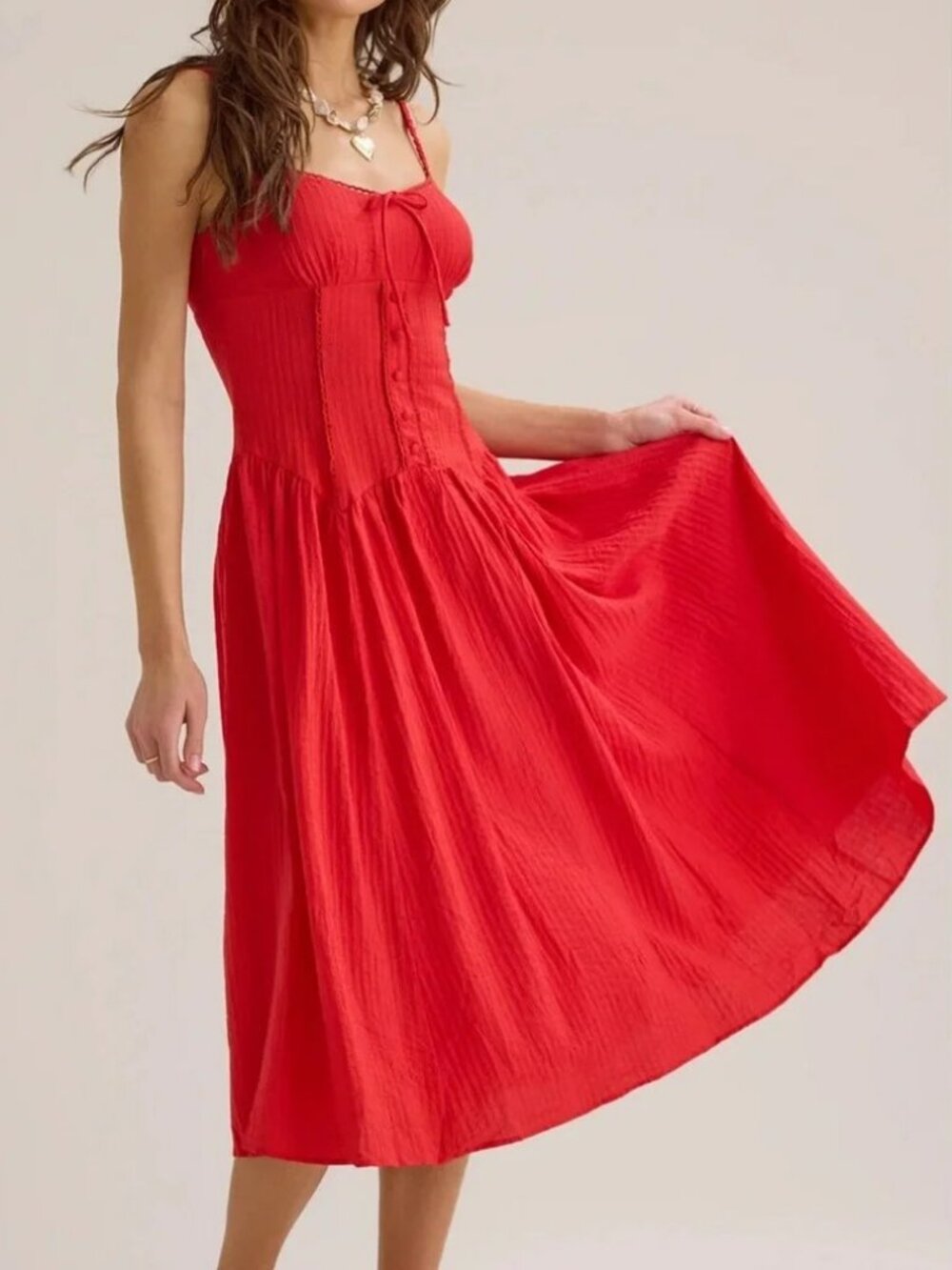 Altar'd State Red Sloane Midi Dress